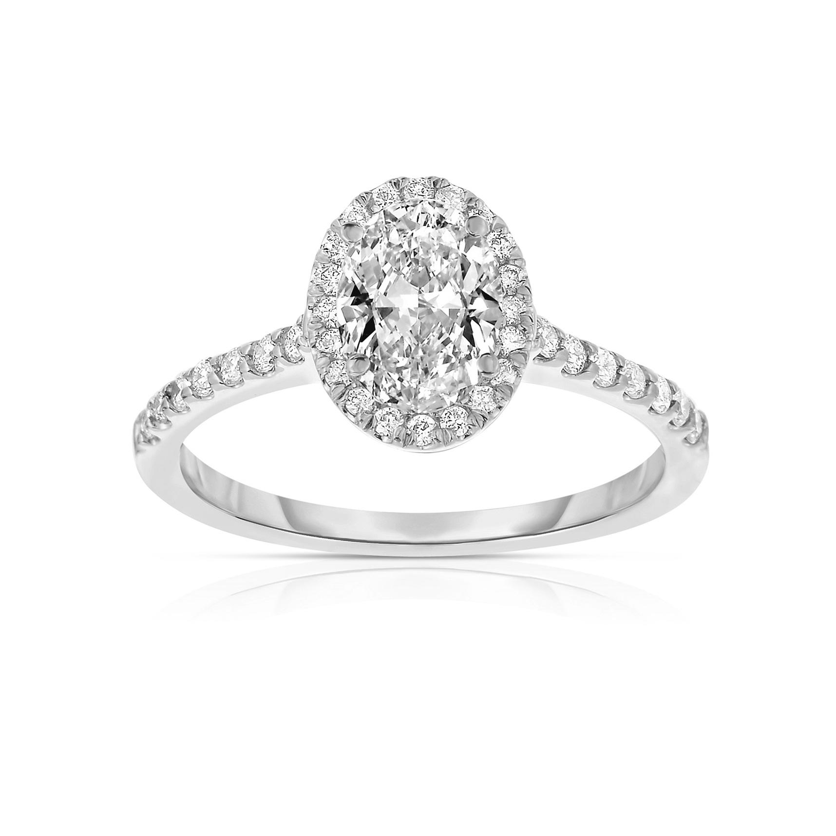 White Gold 1.05 CTW Oval Diamond Halo Engagement Ring