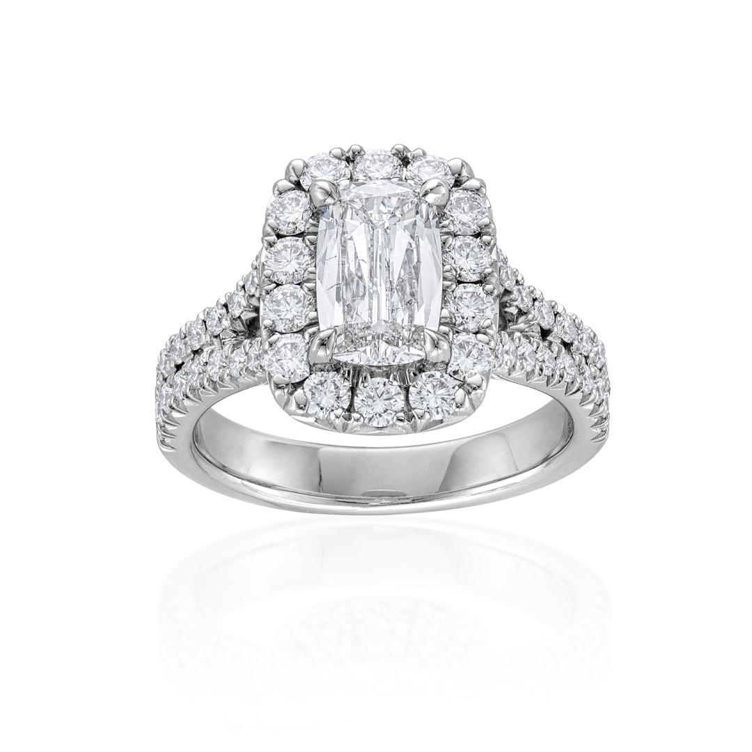 1.21 CT Cushion Shaped Diamond Halo Engagement Ring