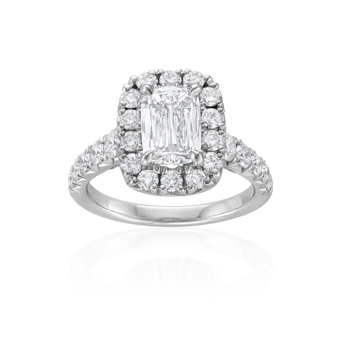 1.27 CT Cushion Shaped Diamond Halo Engagement Ring