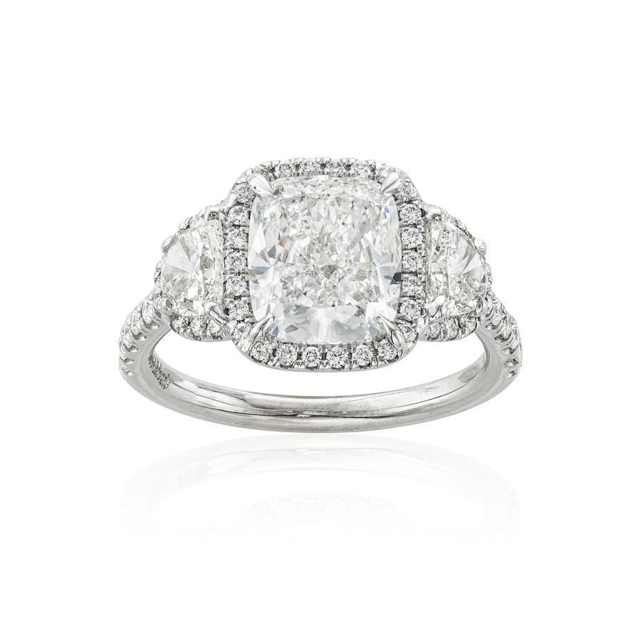 3.00 CT Cushion Cut Diamond White Gold Engagement Ring