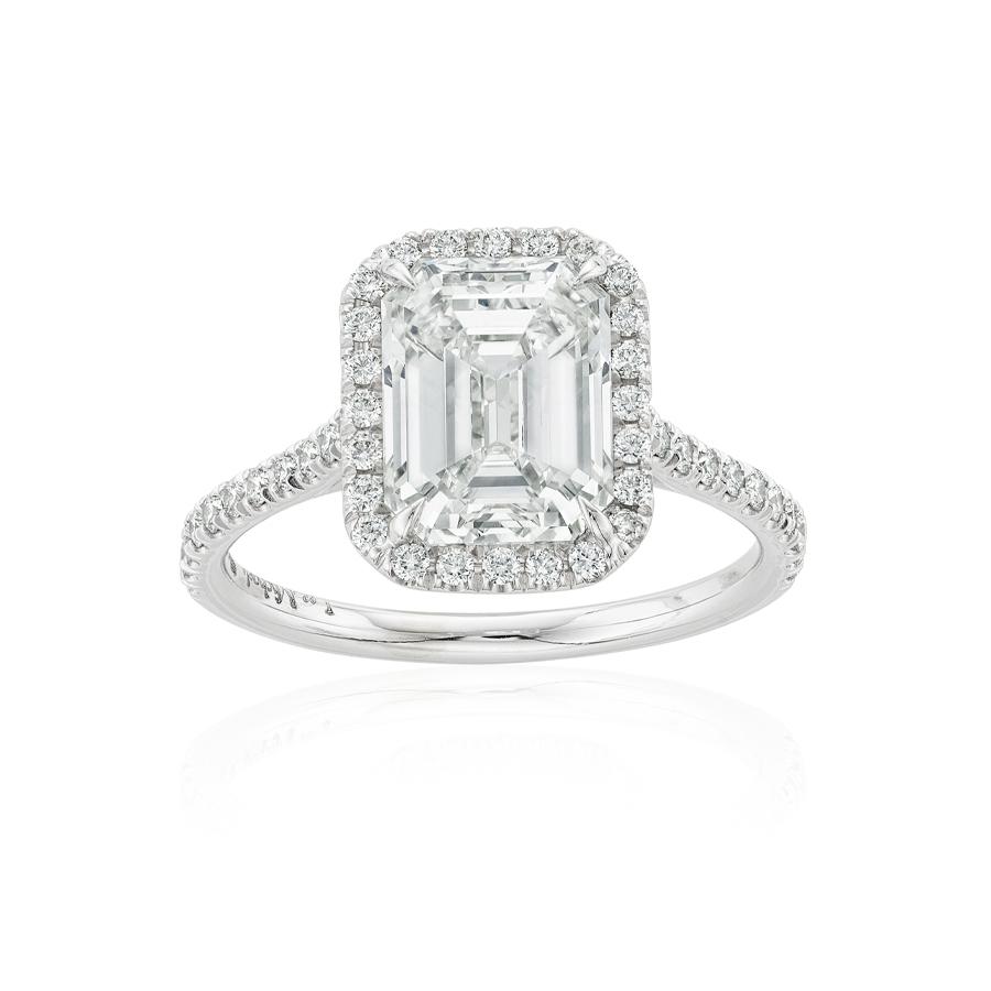 3.01 CT Emerald Cut Diamond White Gold Engagement Ring