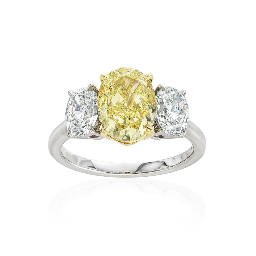 3.01 CT Oval Cut Yellow Gold Platinum Engagement Ring 0