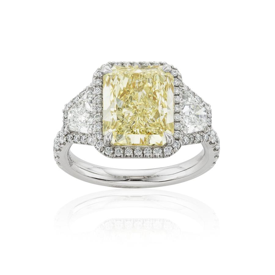 5.21 CT Radiant Yellow Diamond Platinum Engagement Ring