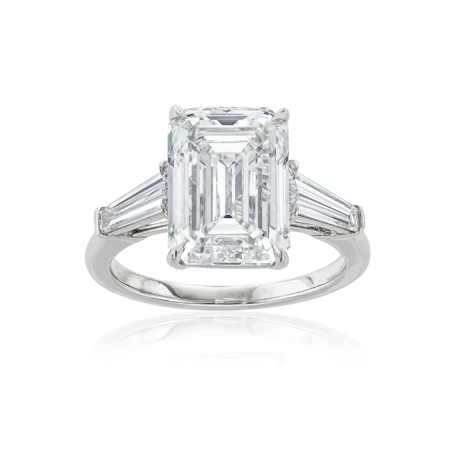 6.01 CT Emerald Cut Diamond Platinum Engagement Ring 0