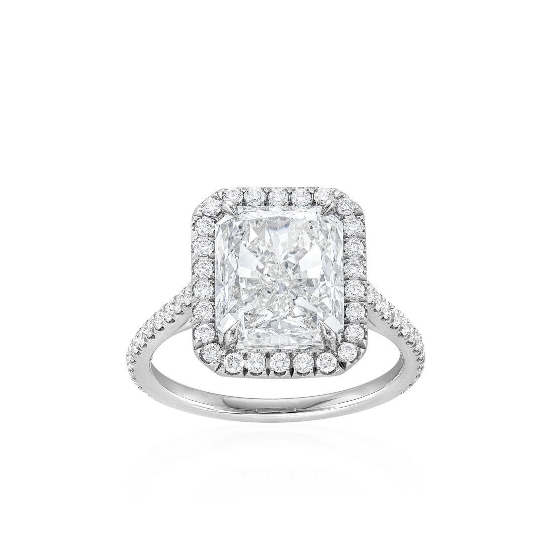 5.02 CT Radiant Cut Diamond Engagement Ring with Halo