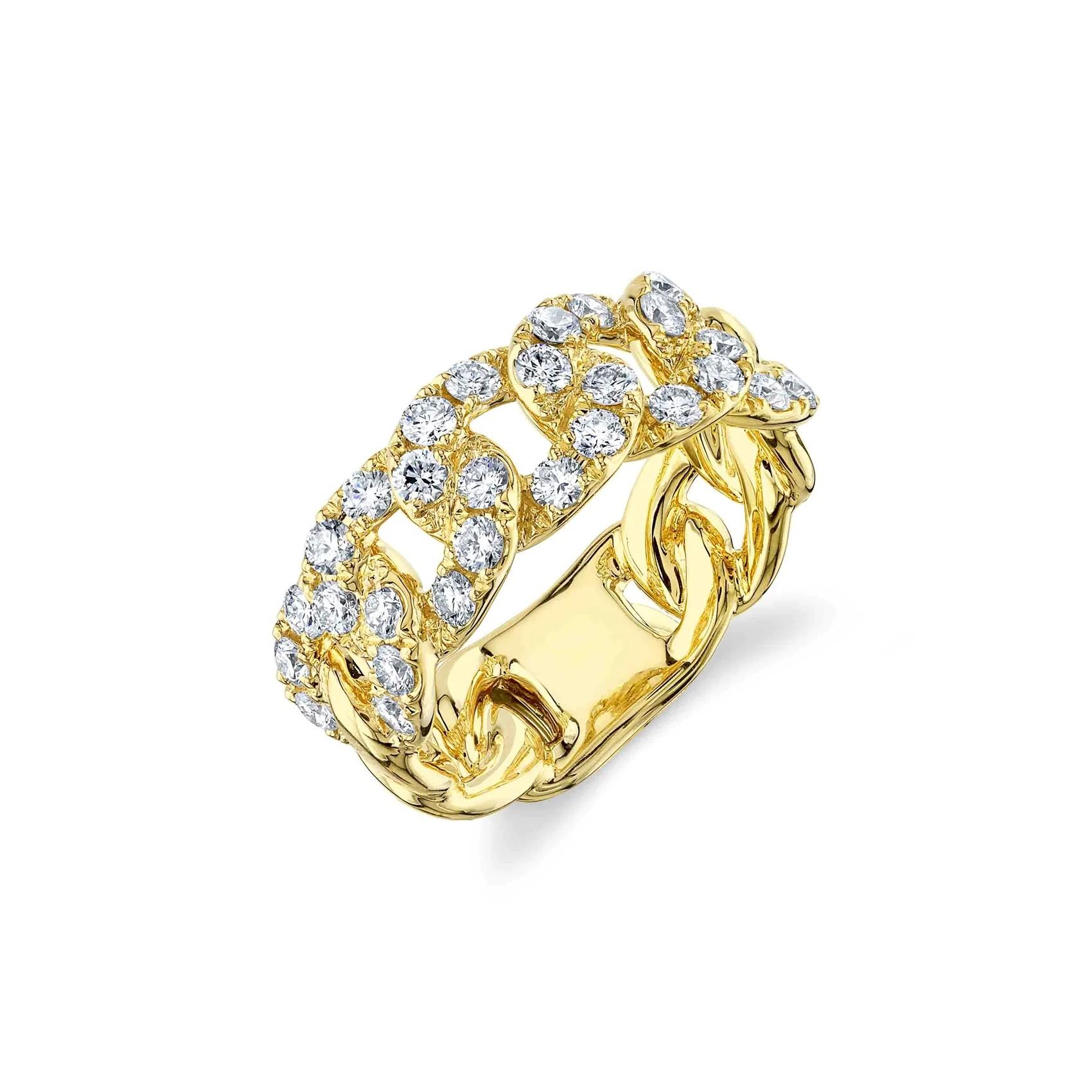 Gents Yellow Gold Link Style Diamond Band 0