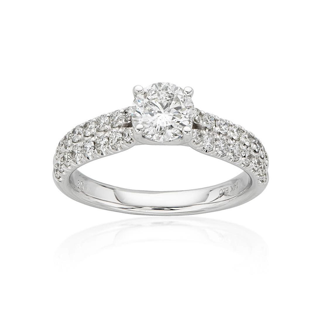 White Gold 1.30 CTW Diamond Engagement Ring with Round Diamond Center
