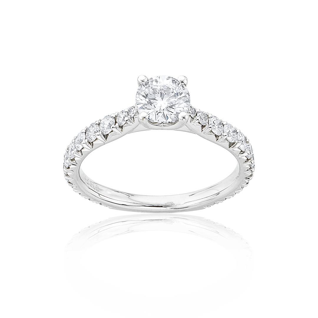 Diamond Engagement Ring in White Gold with a .70 CT Round Center Diamond