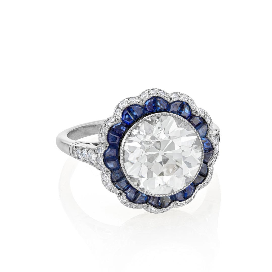 Estate Collection Victorian 3.56 CT Diamond Engagement Ring with Sapphire Accents