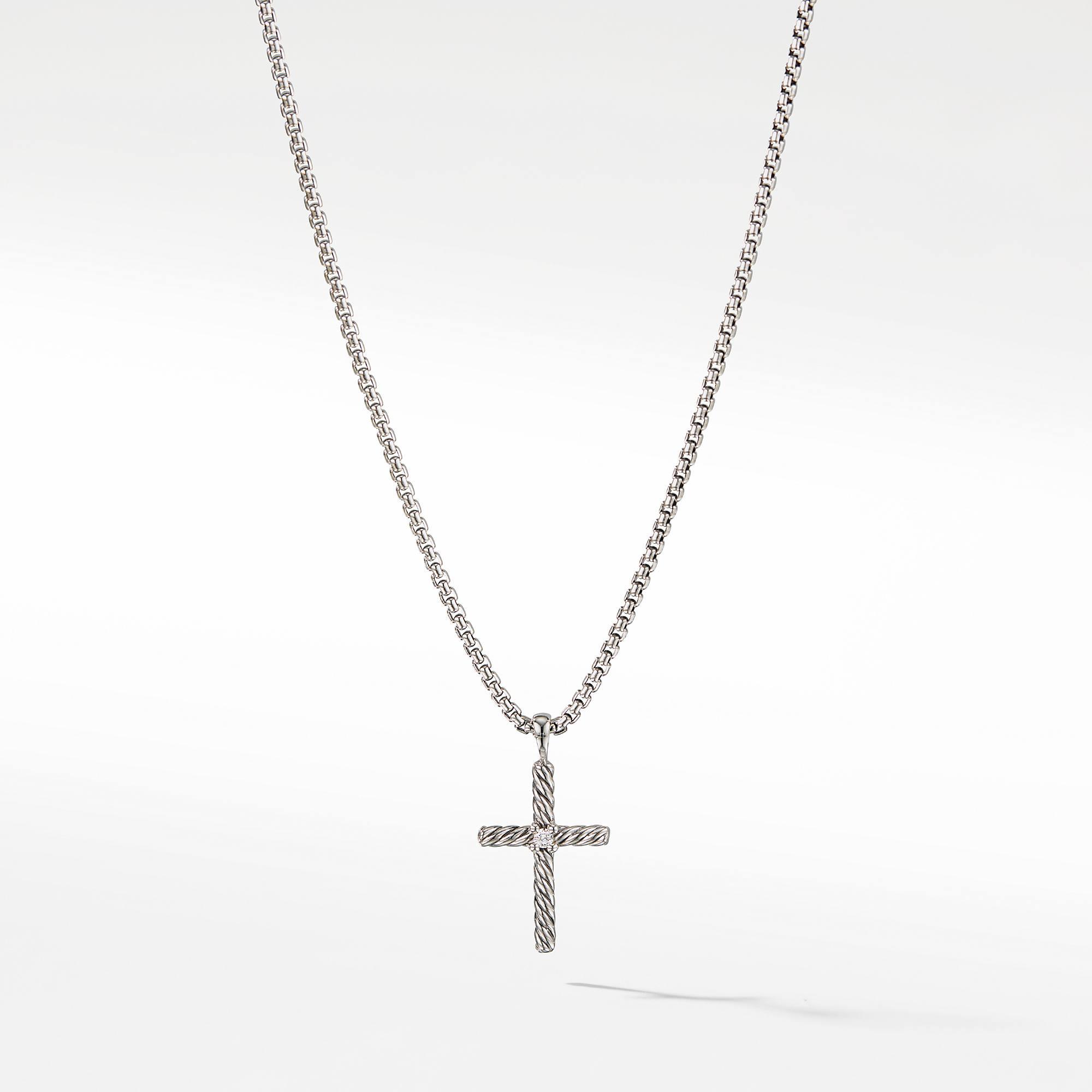 David Yurman Cable Classics Collection Cross Necklace with Diamond 0