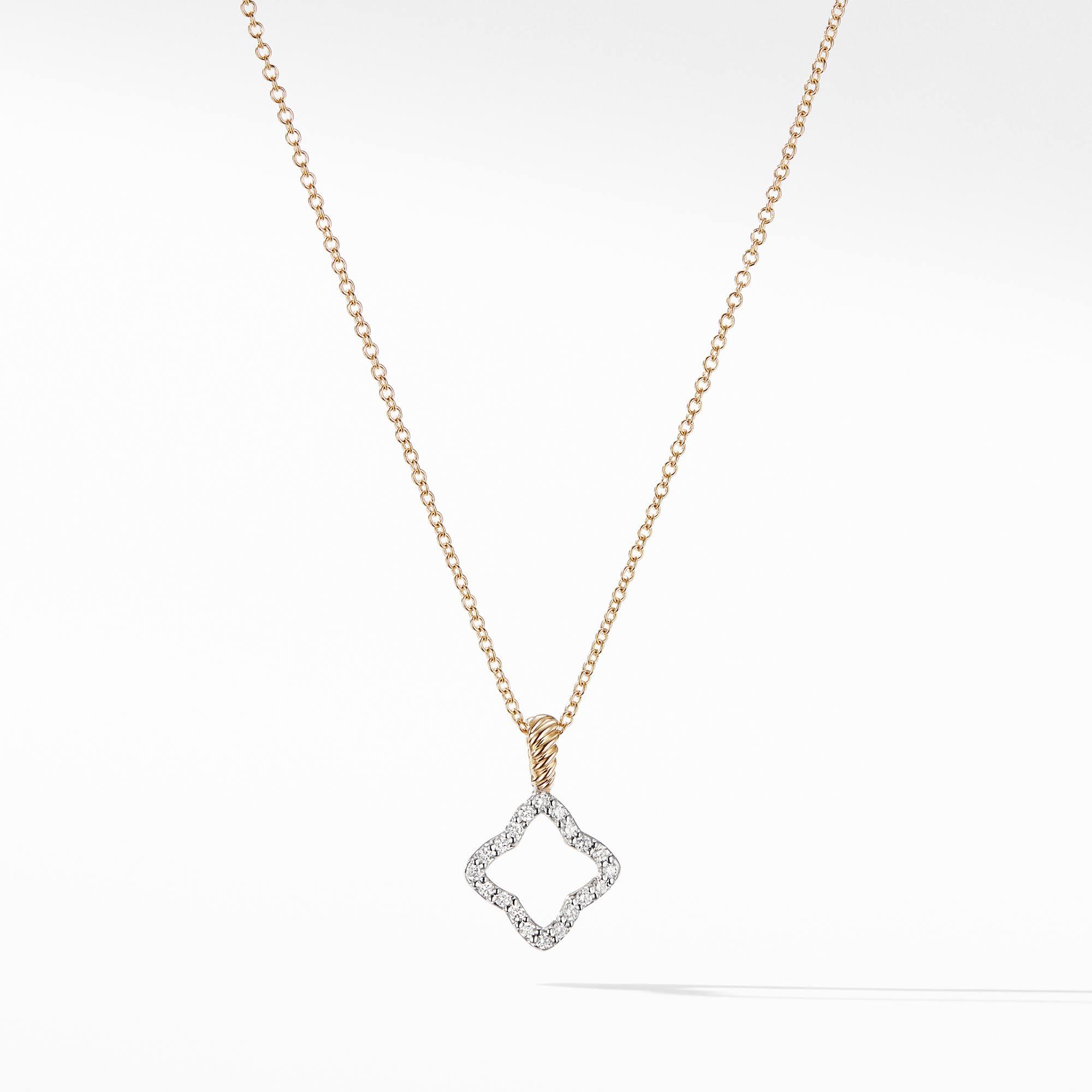 David Yurman Cable Collectibles Quatrefoil Pendant Necklace with Diamonds