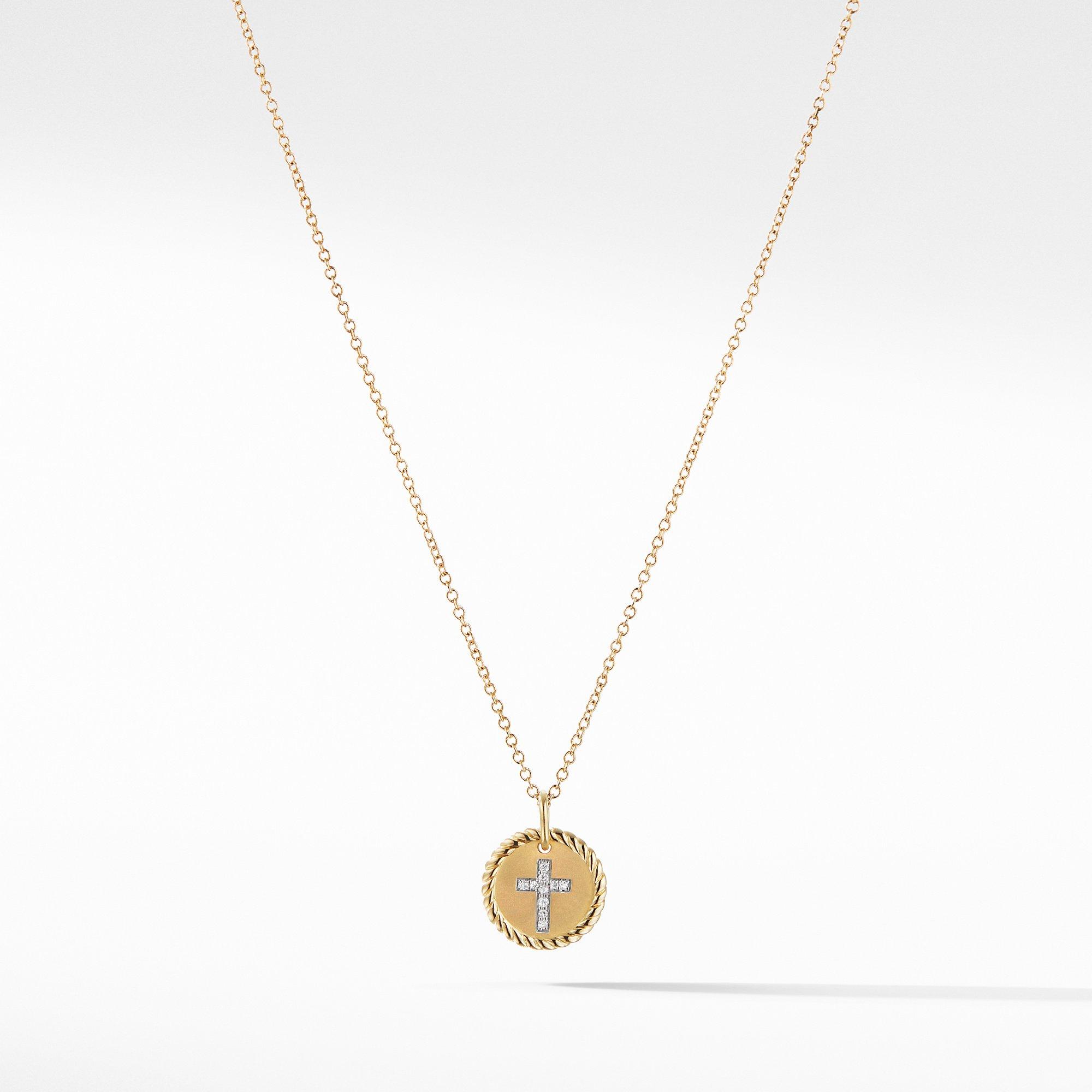 David Yurman Cross Necklace with Diamonds in 18K Gold 0