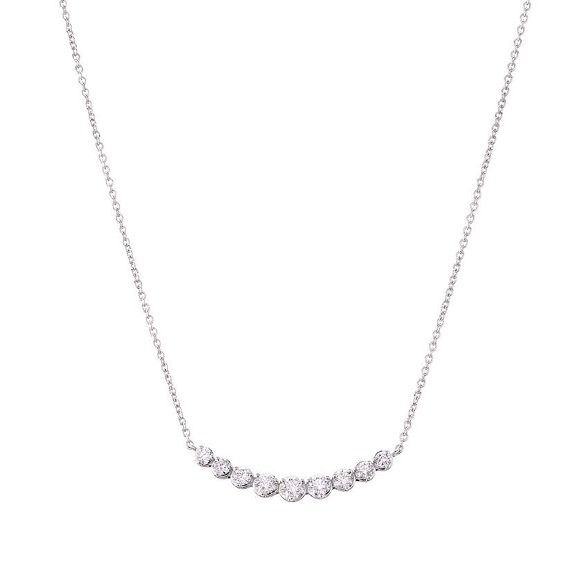 Graduated Diamond Bar Necklace in White Gold