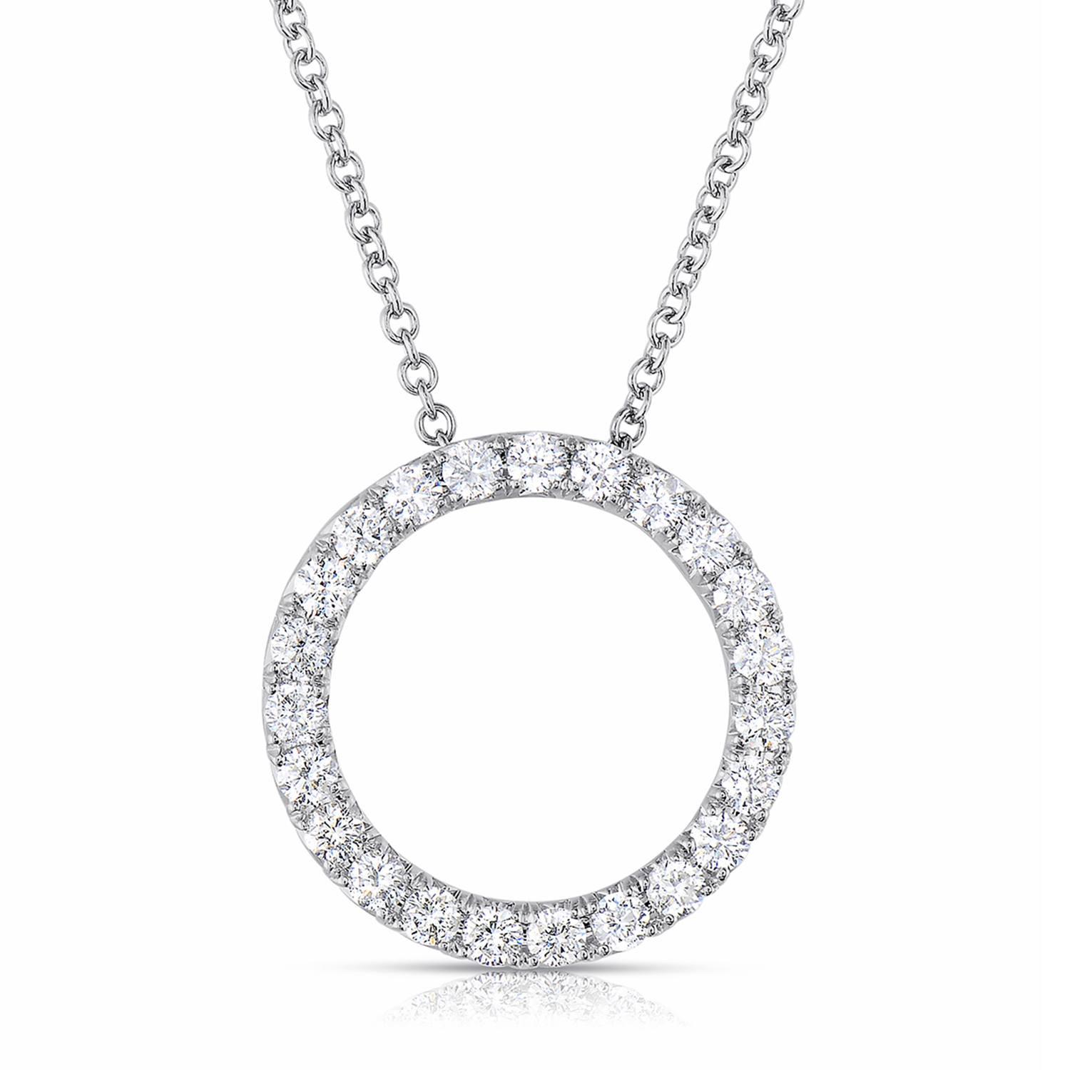 White Gold 0.50 Carat Diamond Open Circle Pendant Necklace