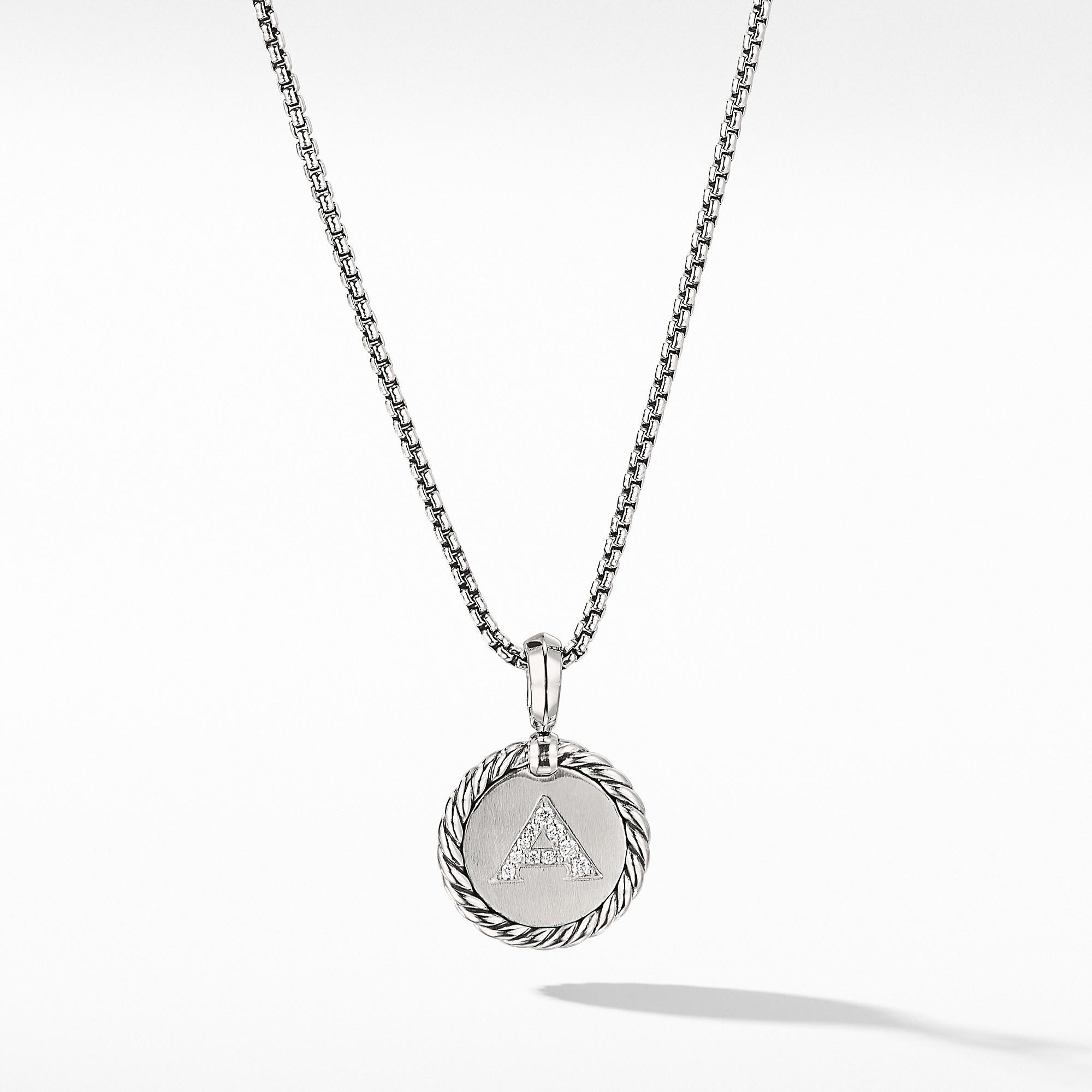 David Yurman A Initial Charm Necklace with Diamonds