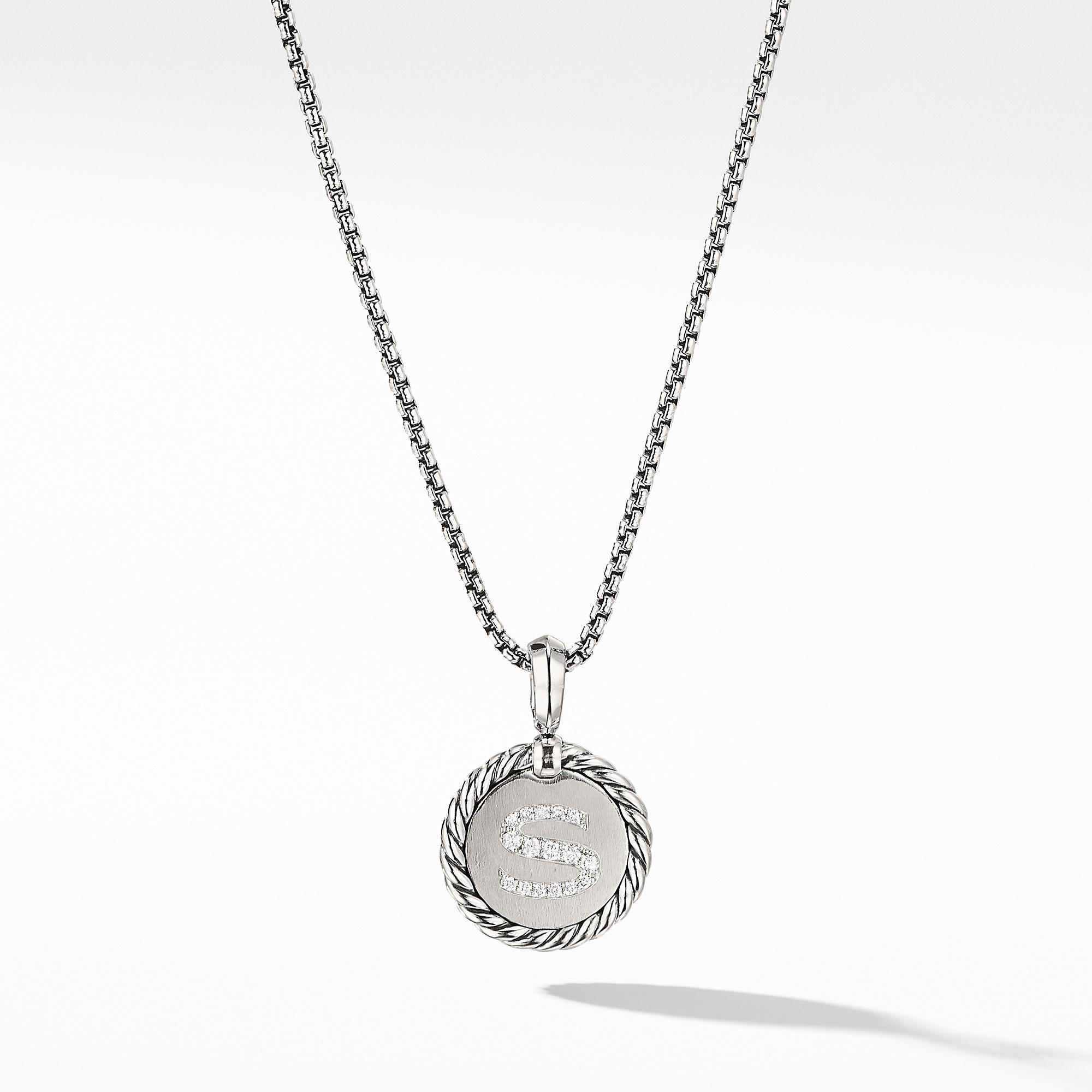 David Yurman S initial Charm Necklace with Diamonds