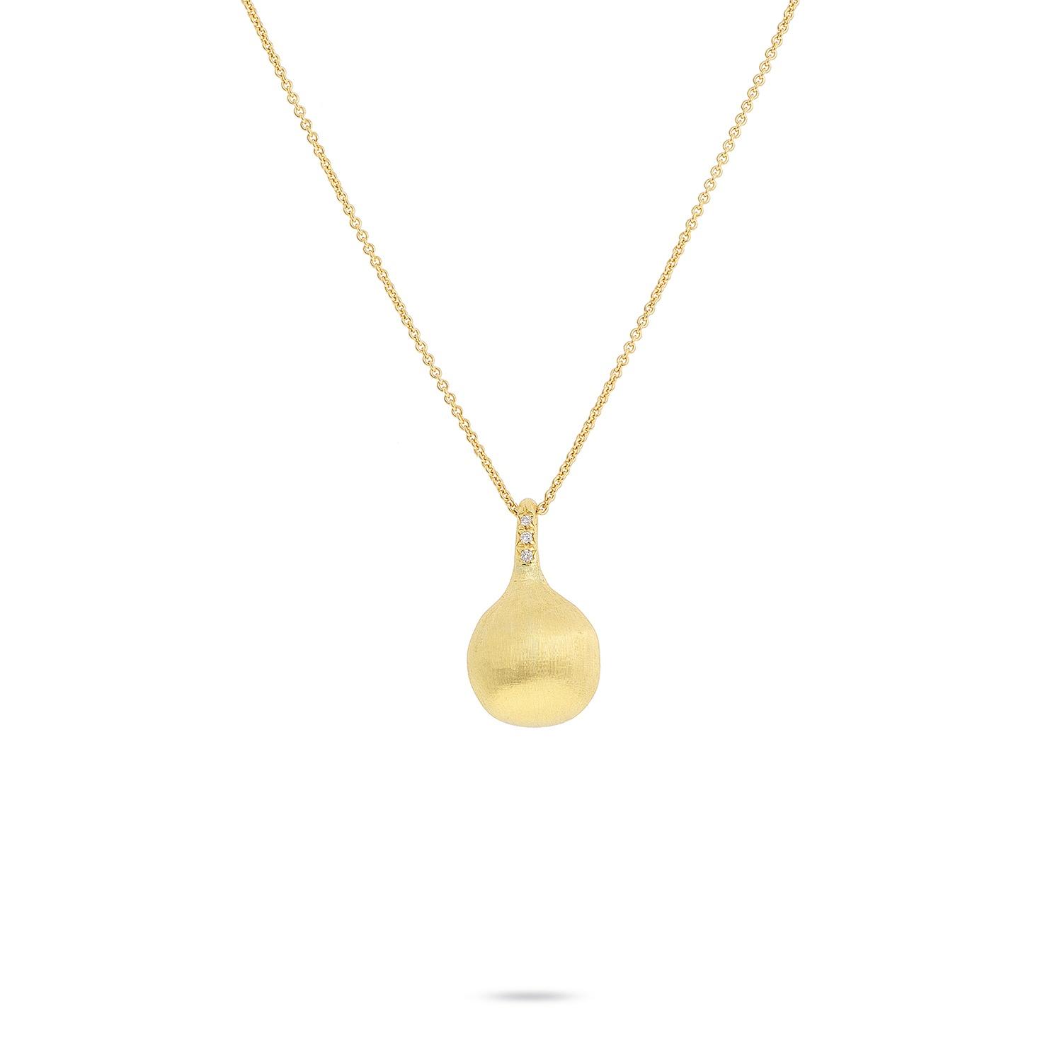 Marco Bicego Yellow Gold Africa Diamond Accented Drop Pendant Necklace