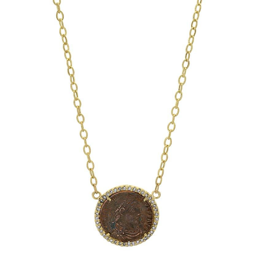 Constantine Coin Pendant Necklace with Diamonds 0