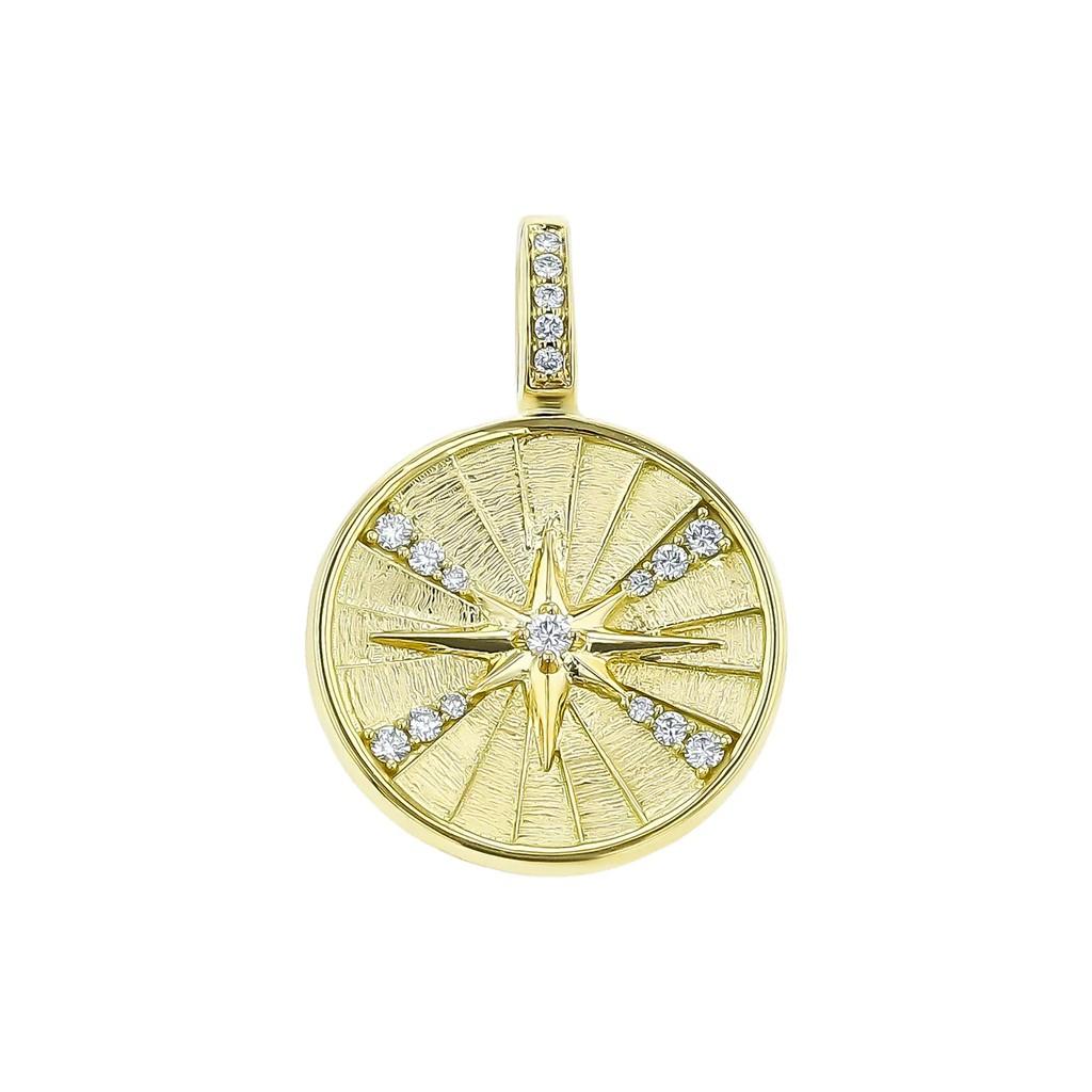 Penny Preville 18mm Yellow Gold Diamond Starburst Medallion Pendant