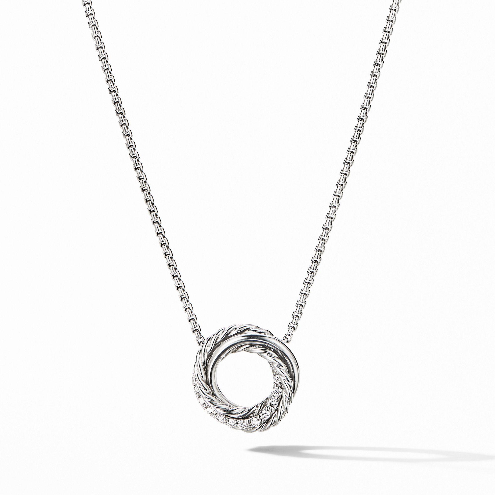 David Yurman Crossover Mini Pendant Necklace with Diamonds
