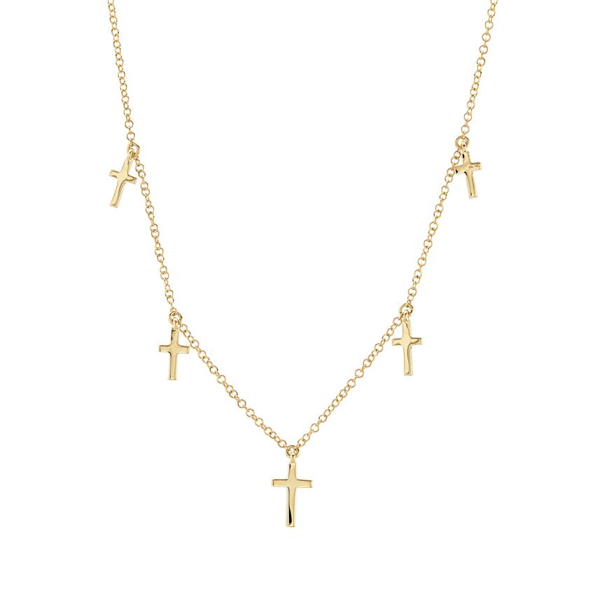 14k Yellow Gold Diamond Dangle Cross Necklace 0