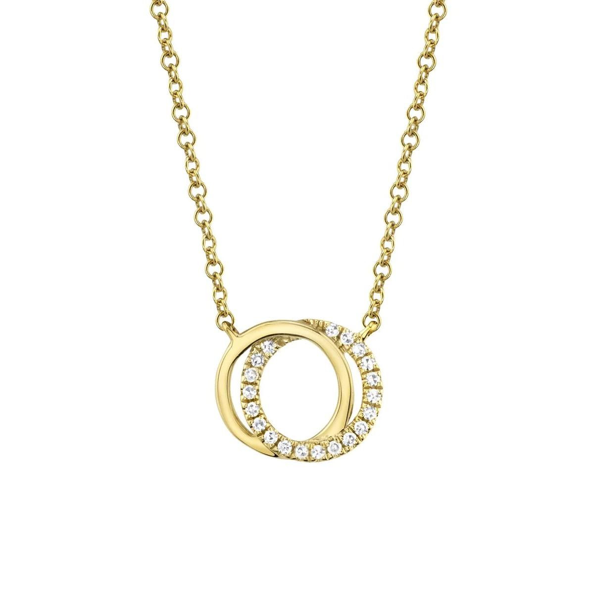 Yellow Gold Diamond Interlocking Circle Necklace 0