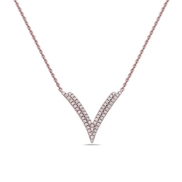 Charles Krypell Rose Gold and Diamond Double-V Pendant Necklace