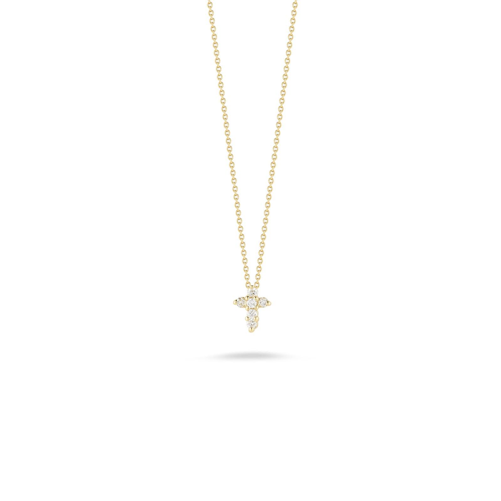 Roberto Coin Yellow Gold Baby Diamond Cross Necklace