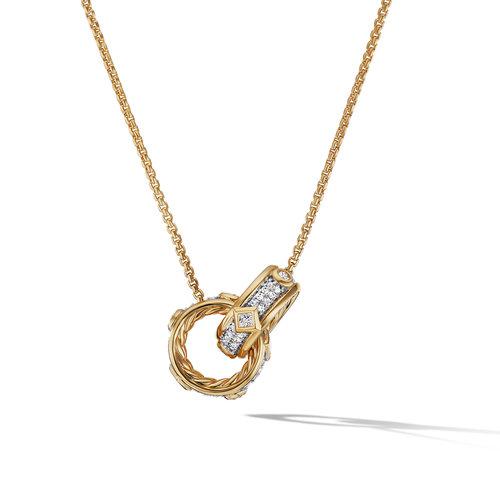 David Yurman Modern Renaissance Double Pendant Necklace with Full Pave Diamonds