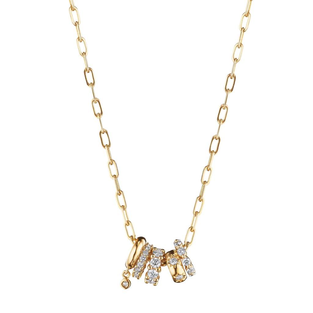 Penny Preville Yellow Gold and Diamond 5-Ring Charm Necklace