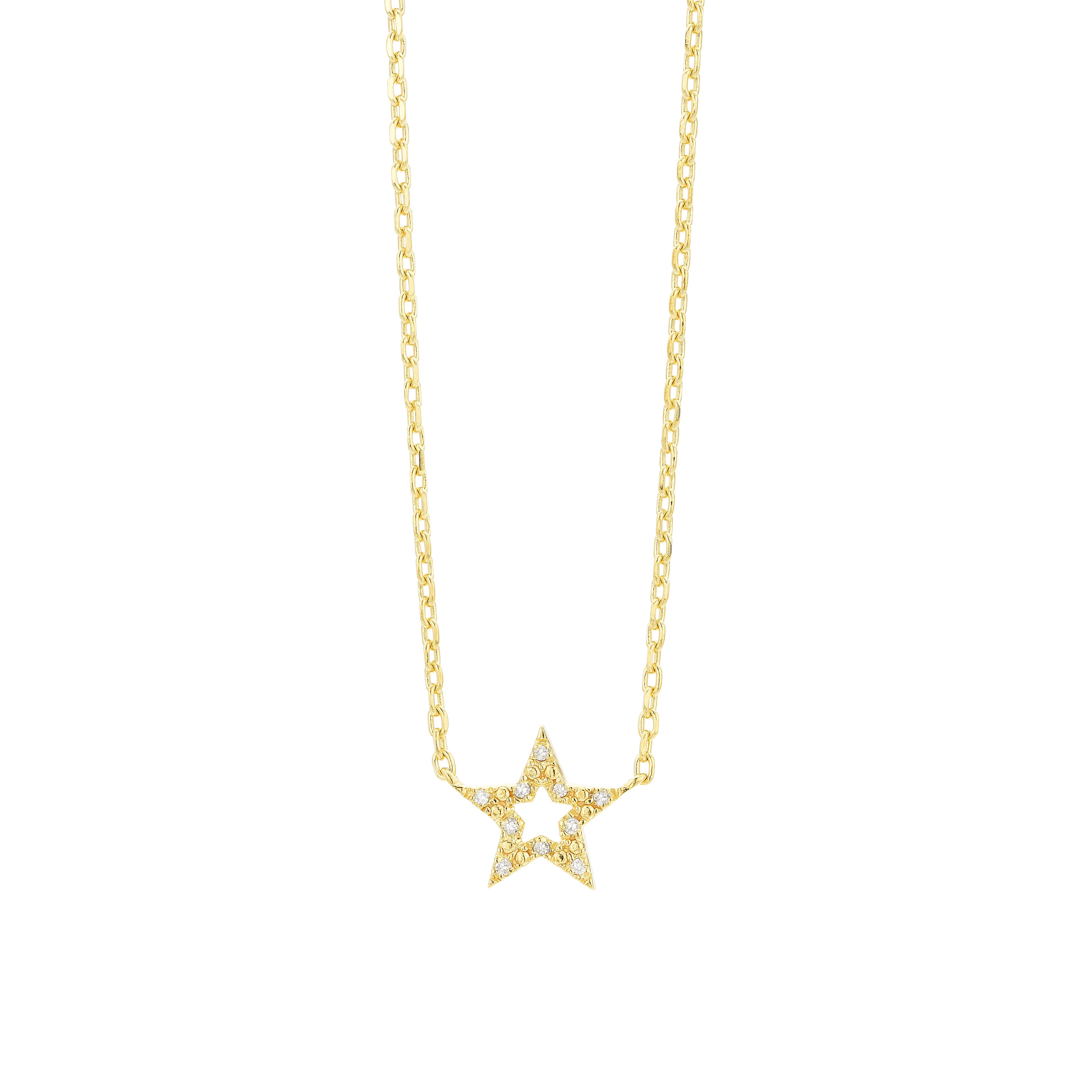 Gold Plated Open Star Diamond Necklace 0