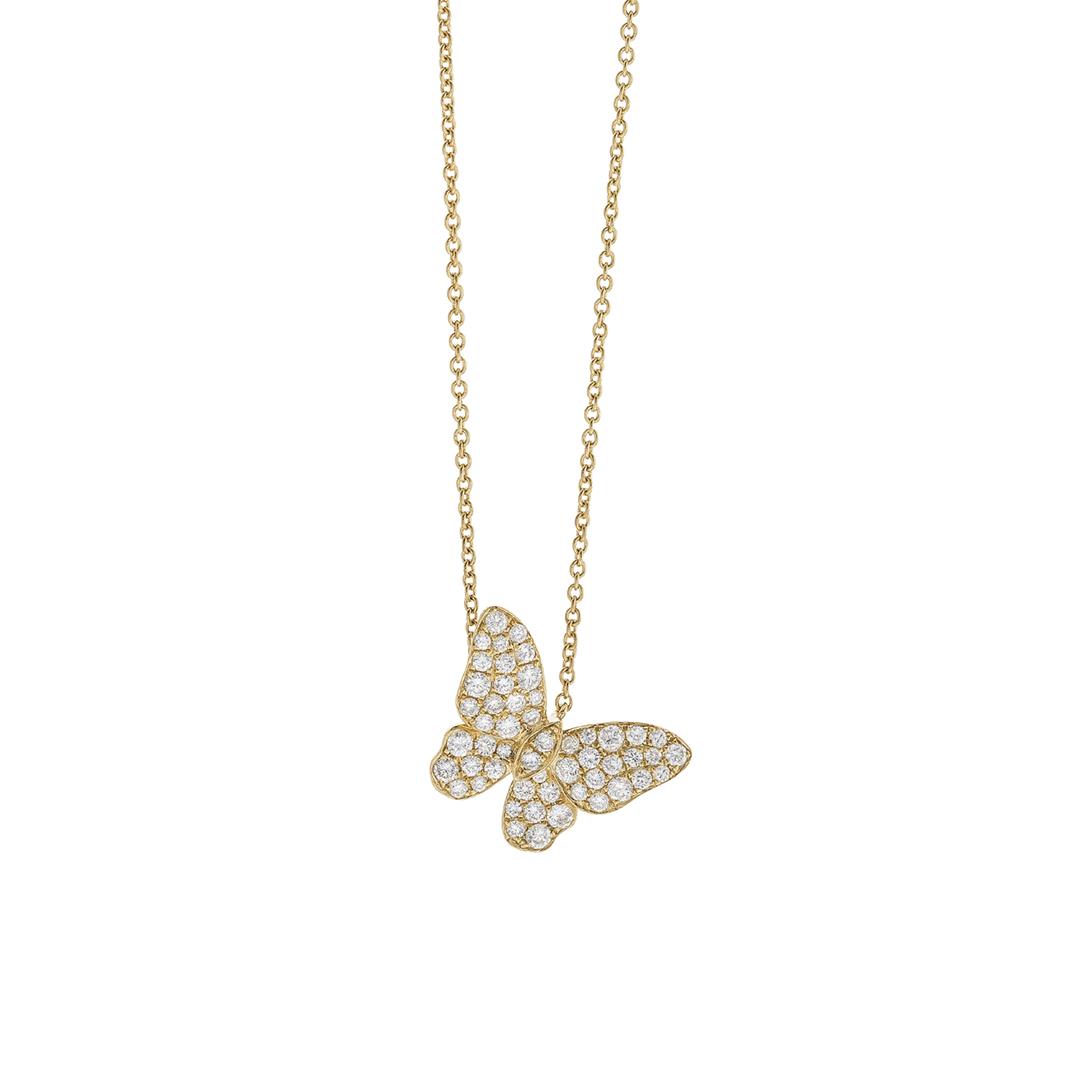 Angled Diamond Butterfly Pendant Necklace 0