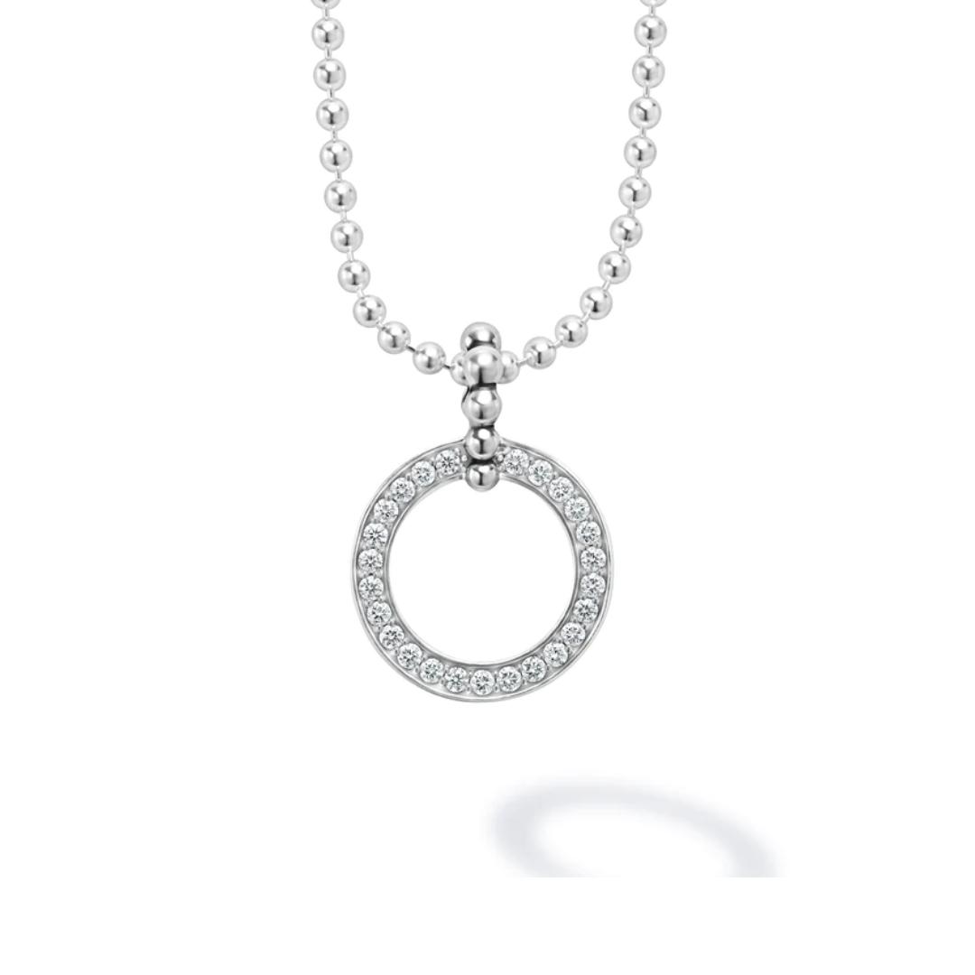Lagos Caviar Spark Circle Diamond Pendant Necklace 0