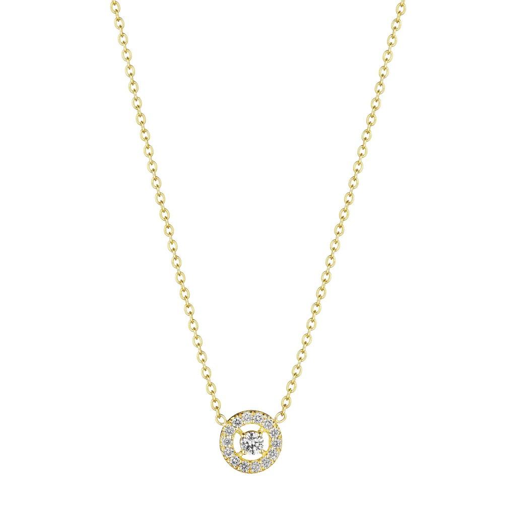 Penny Preville Yellow Gold Round Diamond Halo Necklace