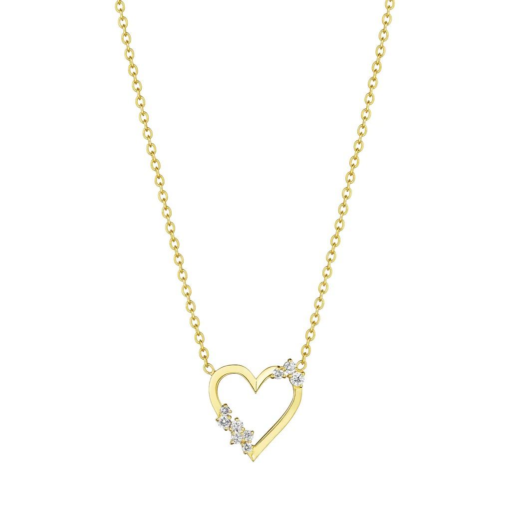 Penny Preville Yellow Gold Open Stardust Diamond Accent Heart Necklace
