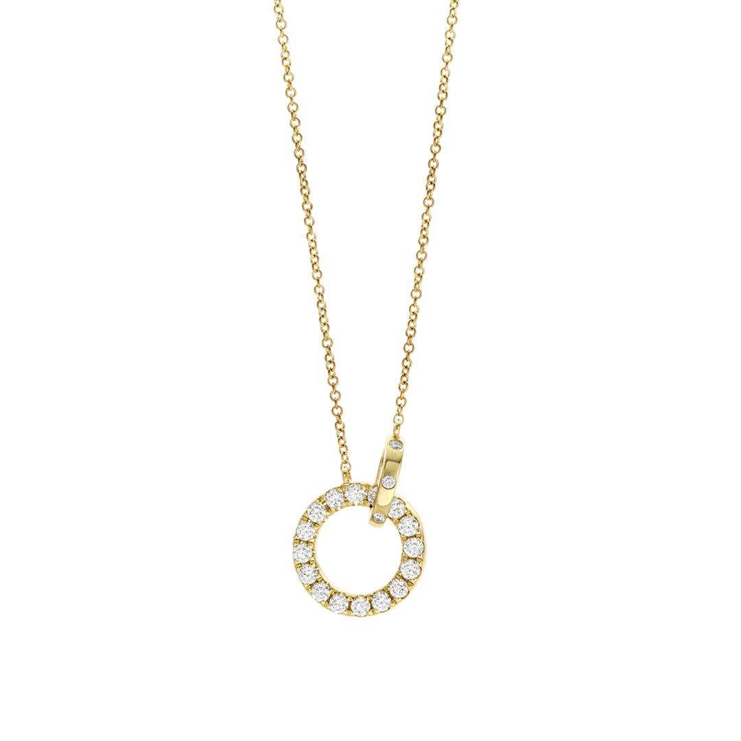 .54 CTW Diamond Circle Yellow Gold Necklace