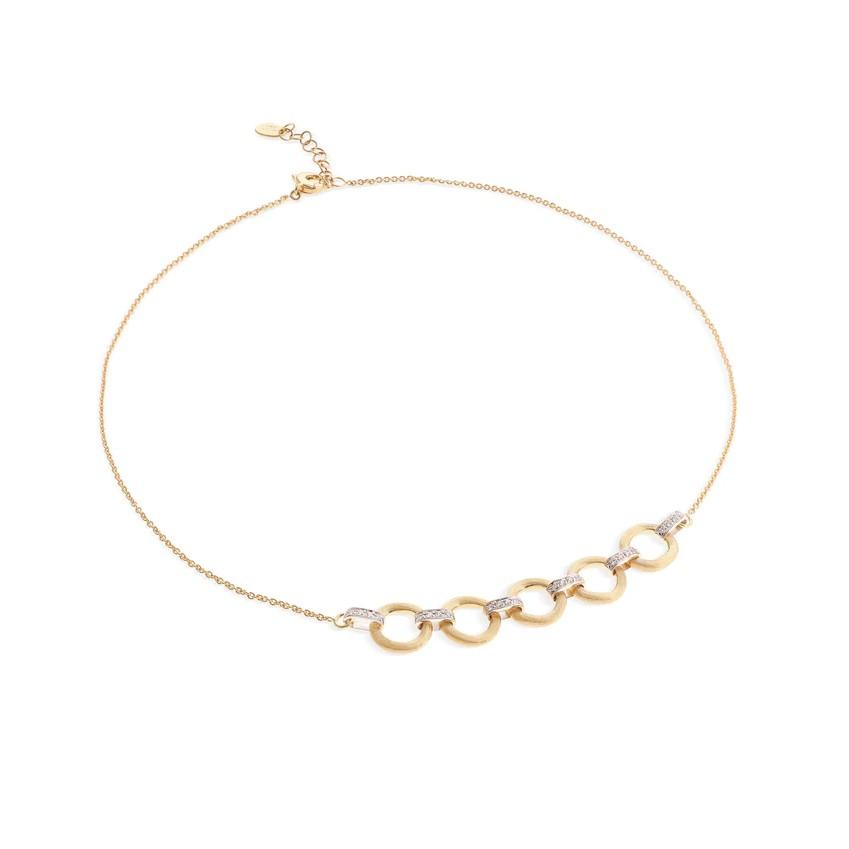 Marco Bicego Jaipur Link Collection 18K Yellow & White Gold Five Link Diamond Half Collar Necklace