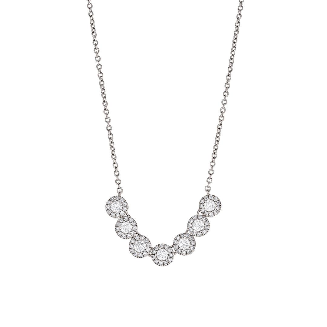 Diamond Halo Smile Necklace in White Gold