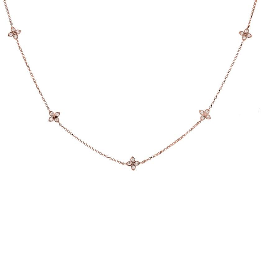 Roberto Coin Love by the Inch Rose Gold Diamond Station Necklace
