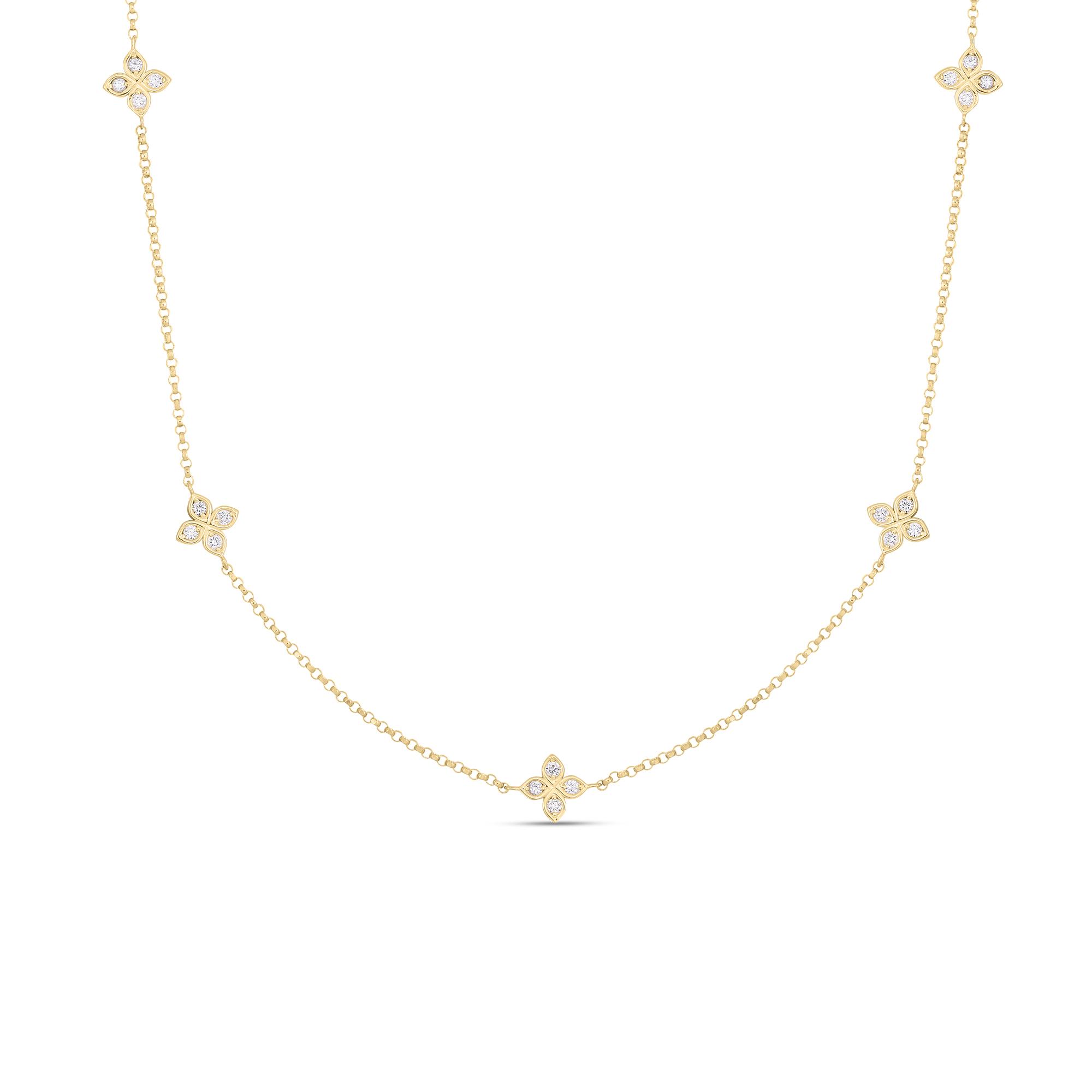 Roberto Coin Love by the Inch Yellow Gold Five Station Diamond Necklace 0