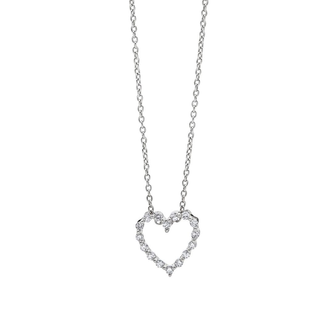 Sterling Silver Mini Heart Diamond Necklace