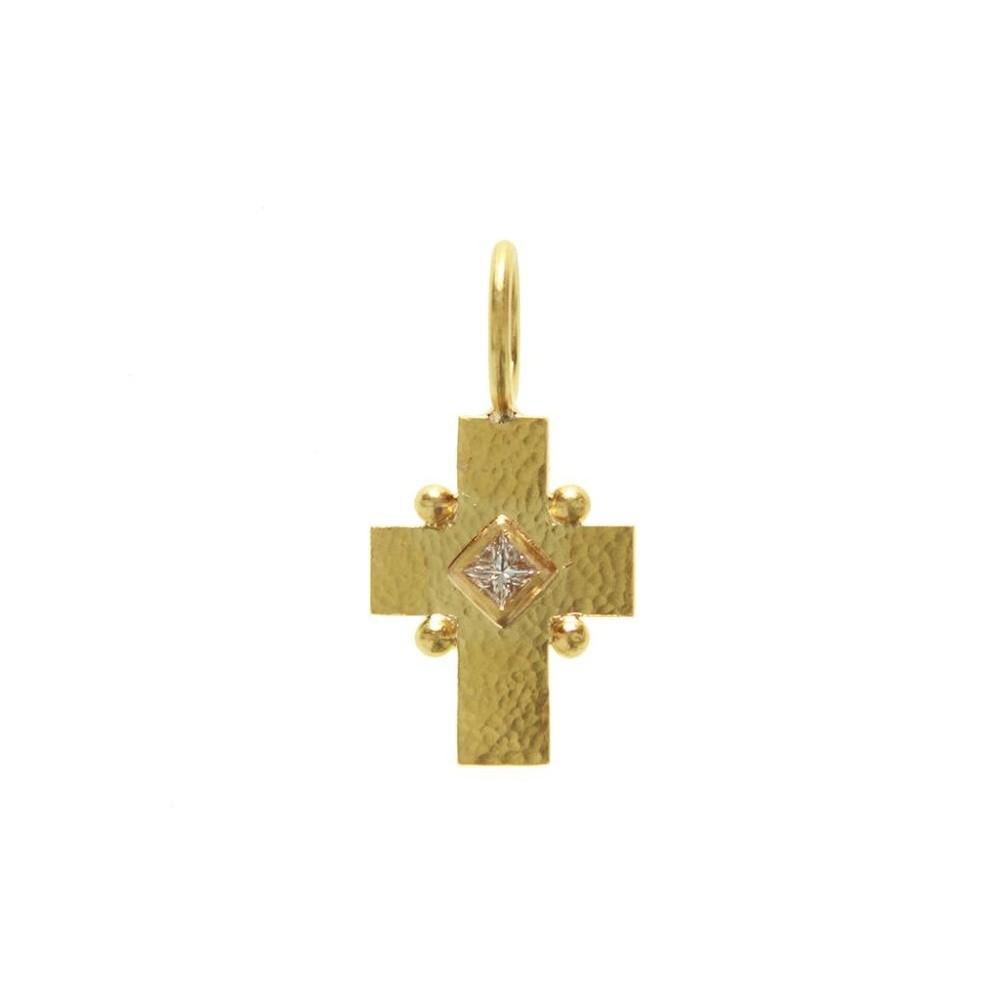 Elizabeth Locke Small Diamond Cross Pendant