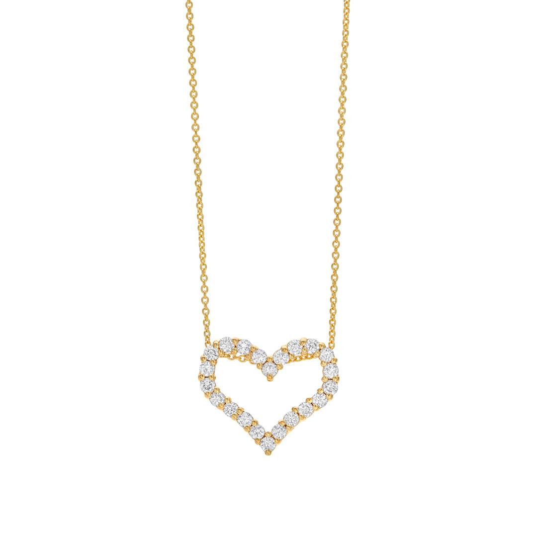 Heart Shaped Diamond Pendant Necklace in Yellow Gold