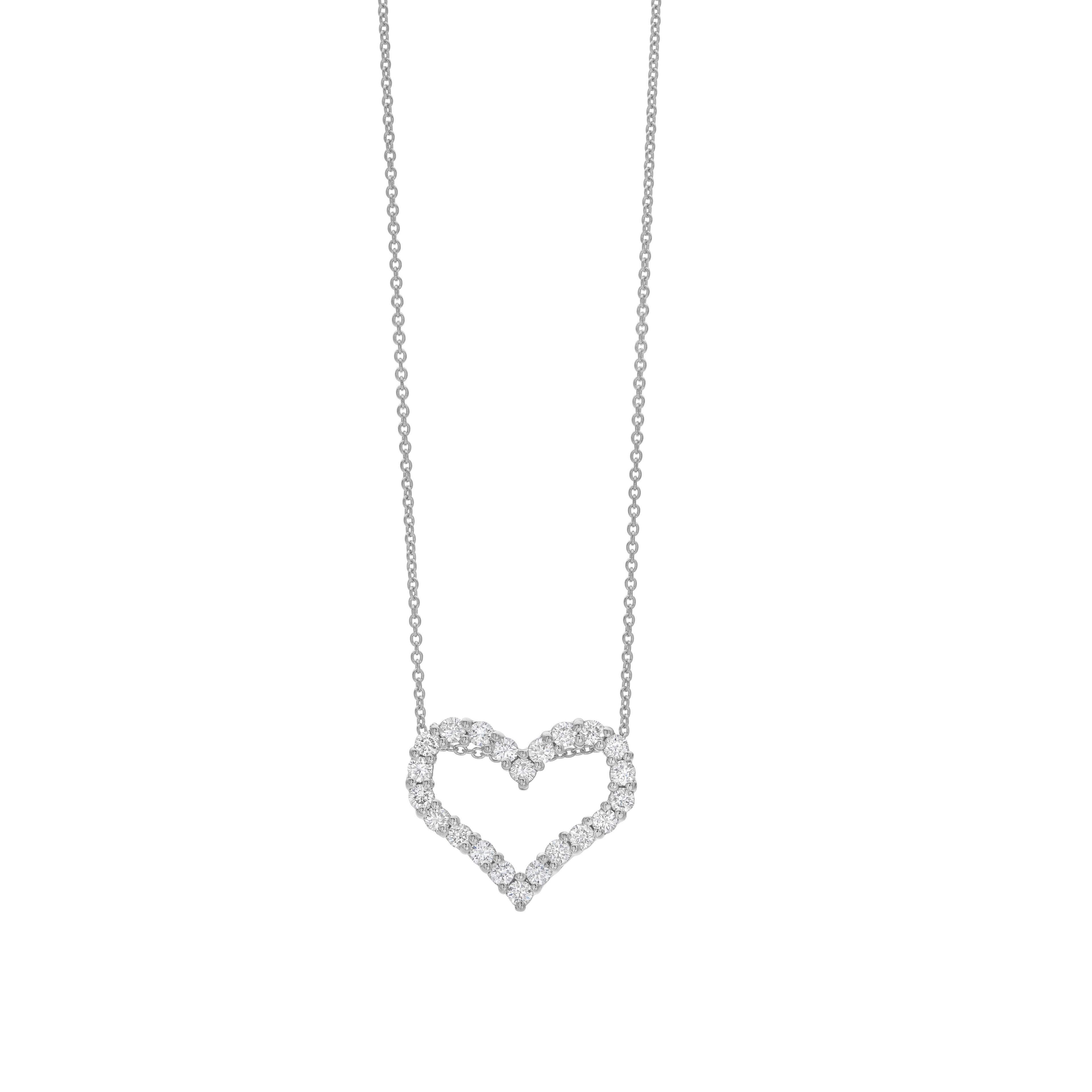 Heart Shaped Diamond Pendant Necklace in White Gold