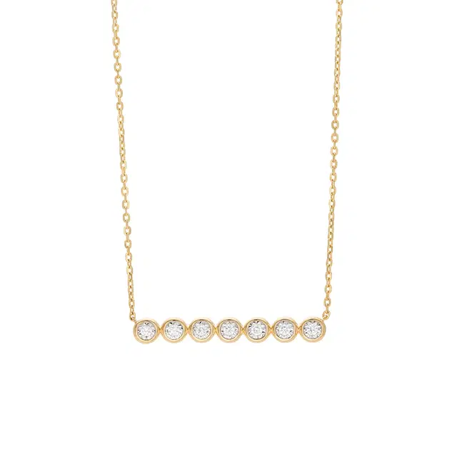 Bezel-Set Illusion Diamond Bar Pendant Necklace | Lee Michaels Fine ...