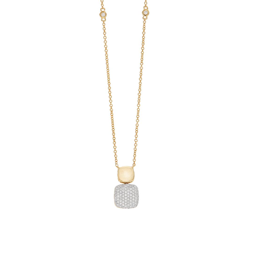 Pave Diamond Cushion Shape Pendant Necklace