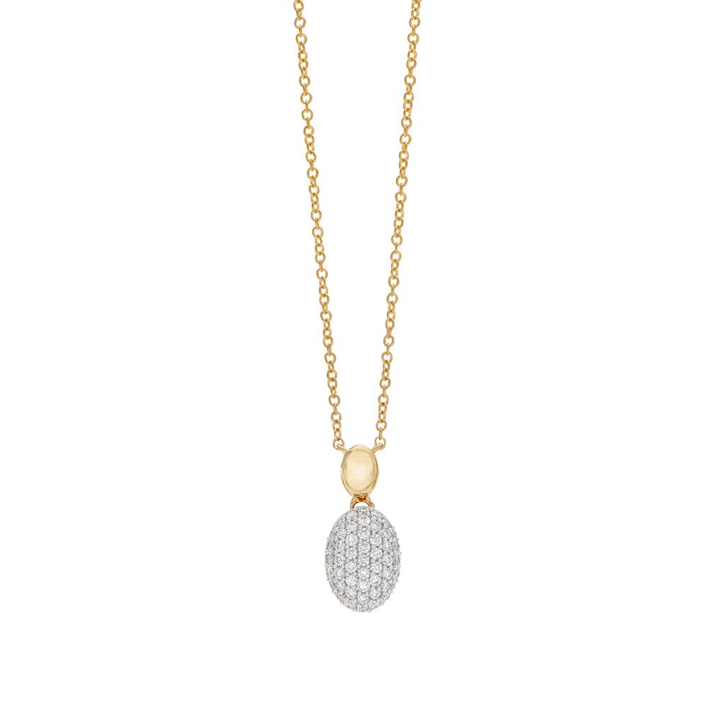 Pave Diamond Oval Shape Pendant Necklace