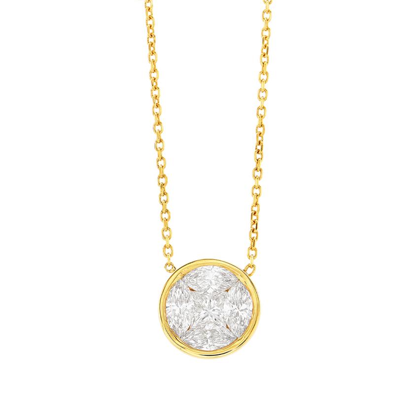 1.01 CTW Marquise & Princess Cut Diamond Pendant Necklace