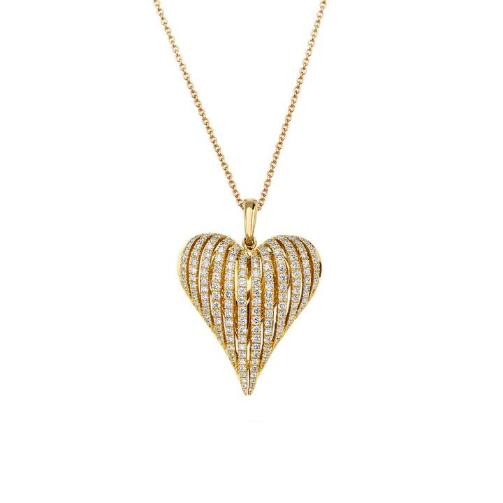 Charles Krypell Large Diamond Yellow Gold Angel Heart Necklace