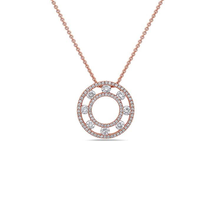 Charles Krypell Open Diamond Air Circle Pendant Necklace in Rose Gold